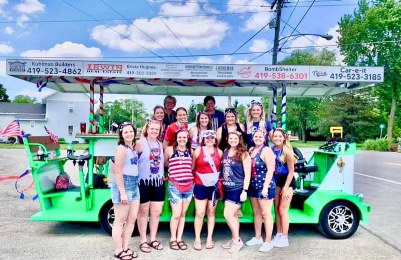 Group on the Titan Trolley in their 4th of July gear
